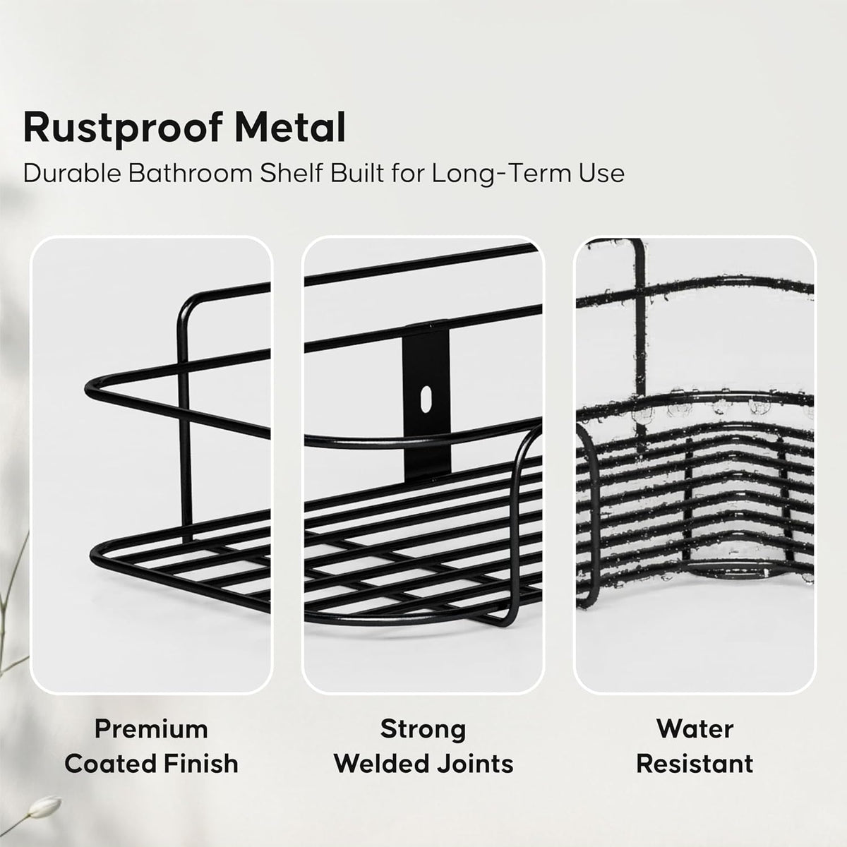 No-Drill Rustproof Bathroom Corner Shelves