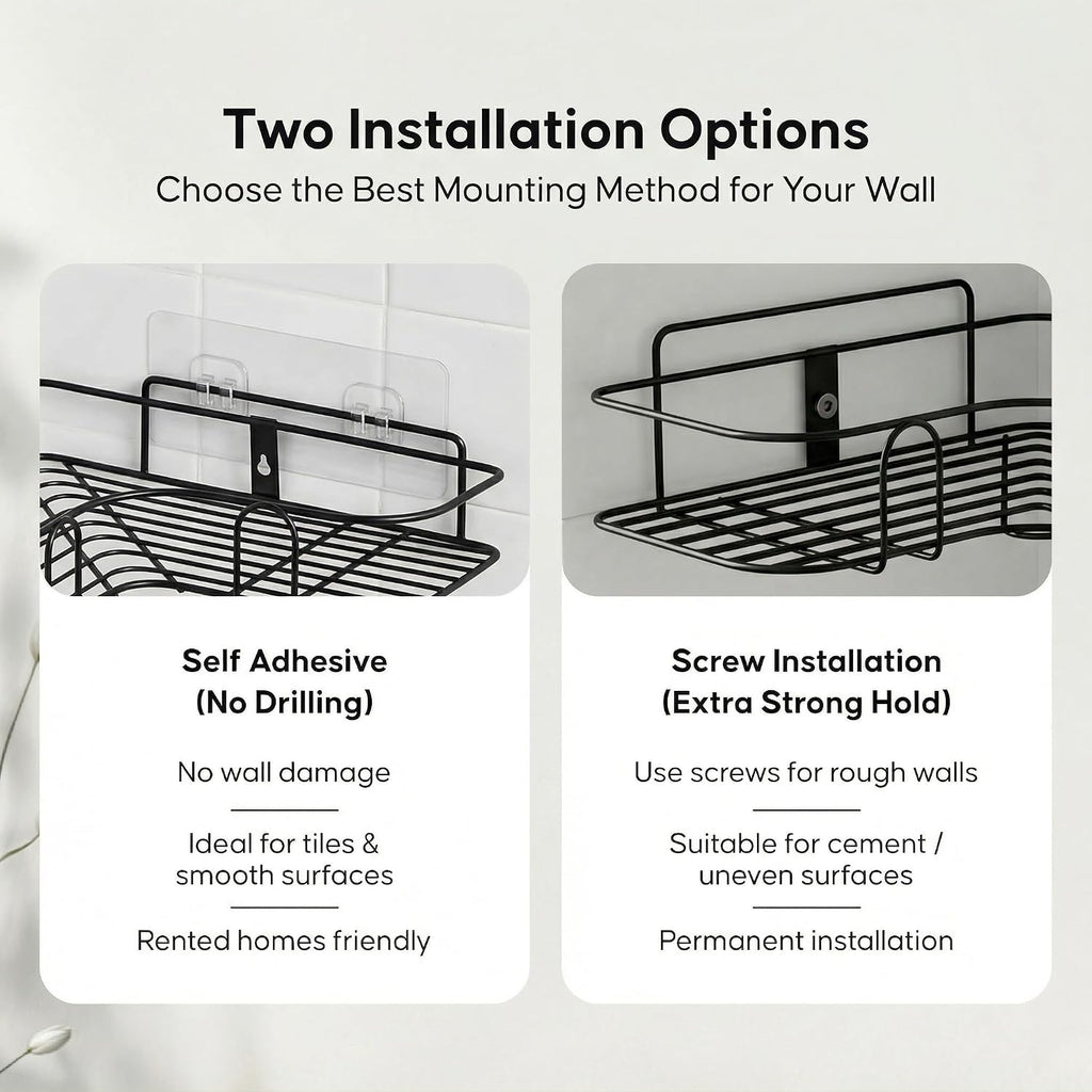 No-Drill Rustproof Bathroom Corner Shelves