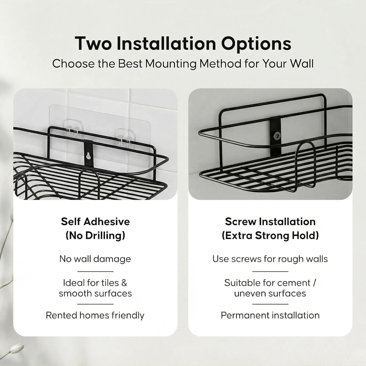 No-Drill Rustproof Bathroom Corner Shelves