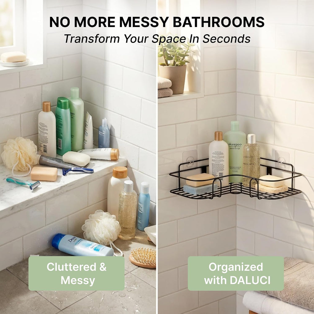 No-Drill Rustproof Bathroom Corner Shelves