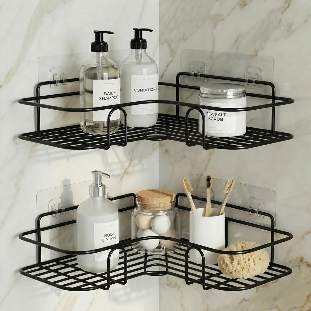 No-Drill Rustproof Bathroom Corner Shelves