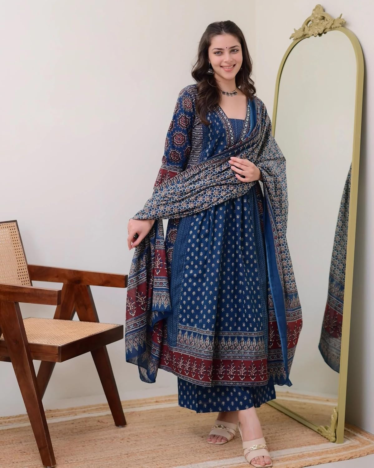 Printed Anarkali Kurta Pant Set