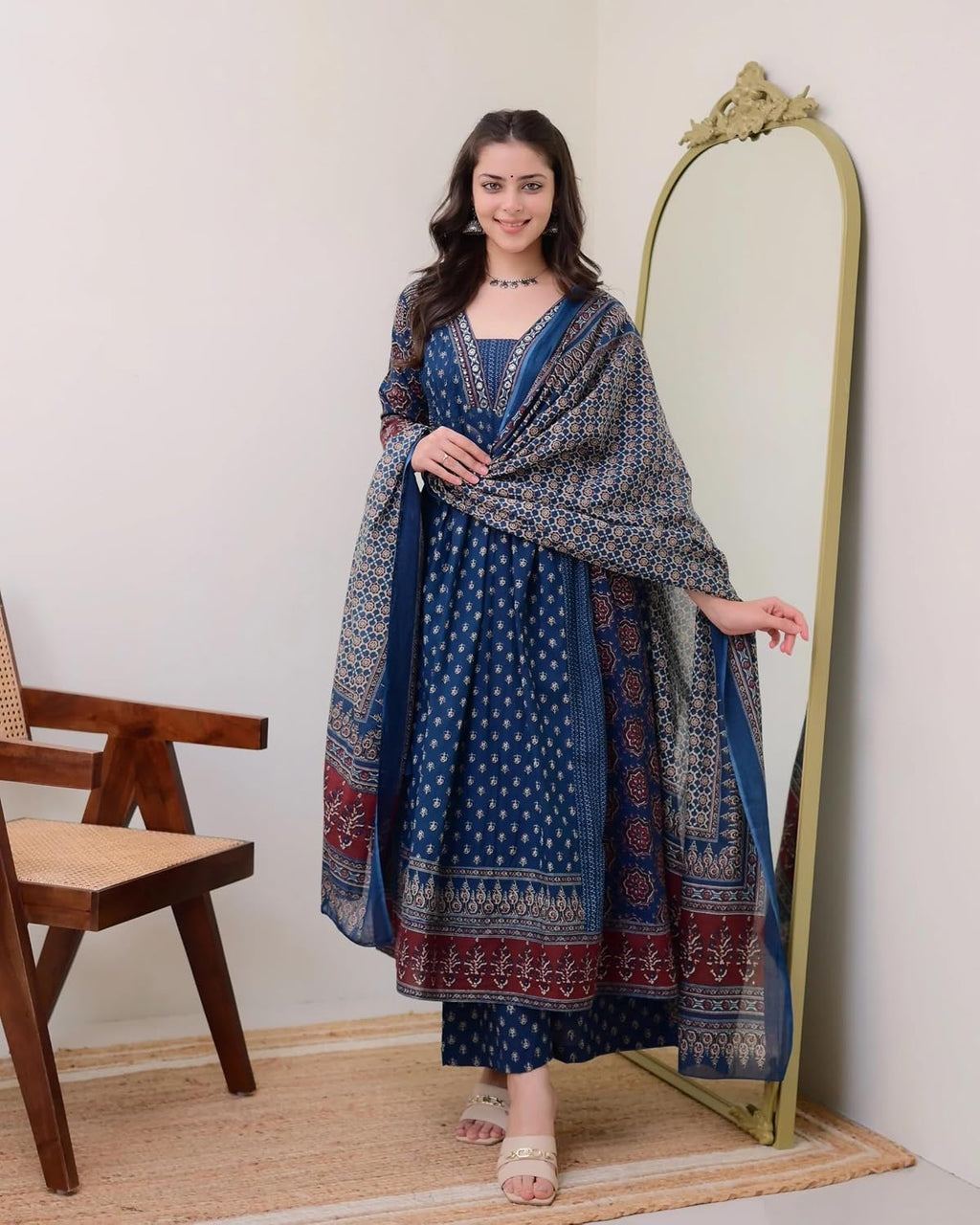 Printed Anarkali Kurta Pant Set