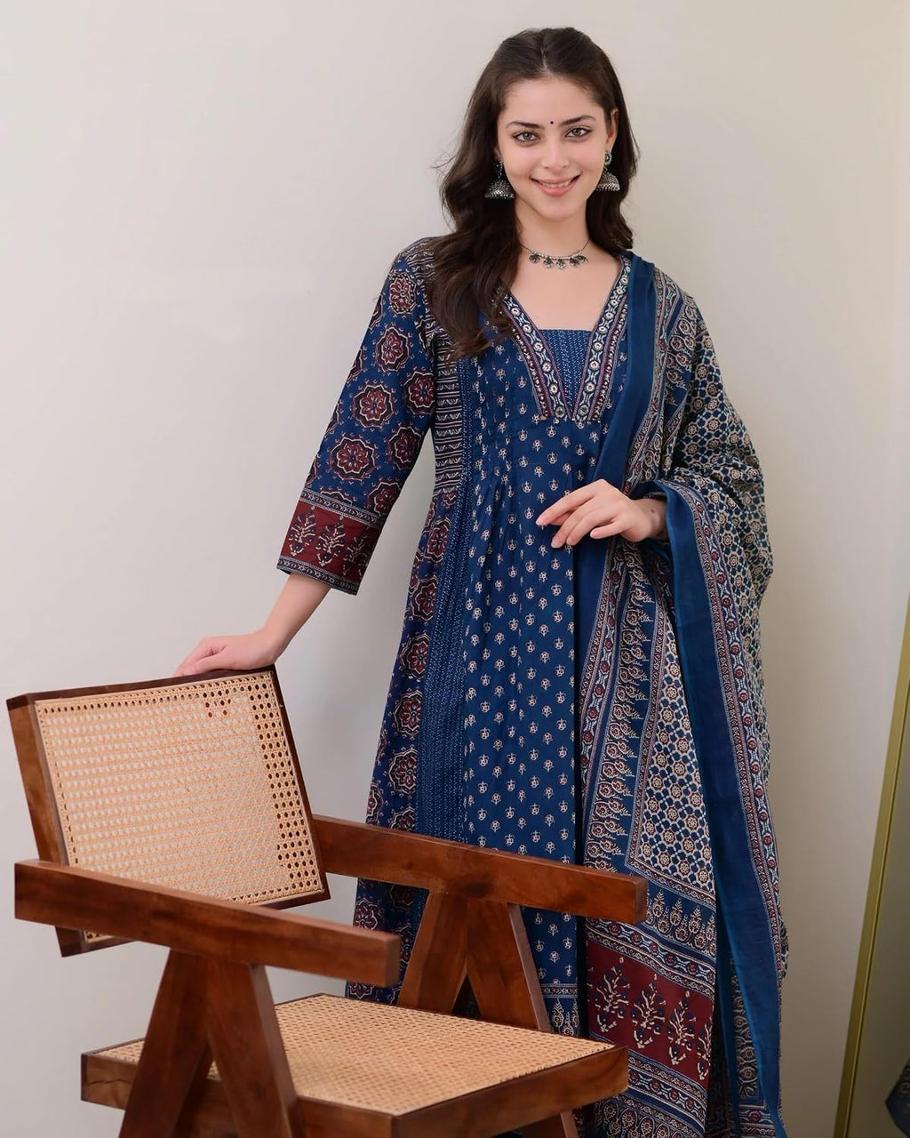 Printed Anarkali Kurta Pant Set