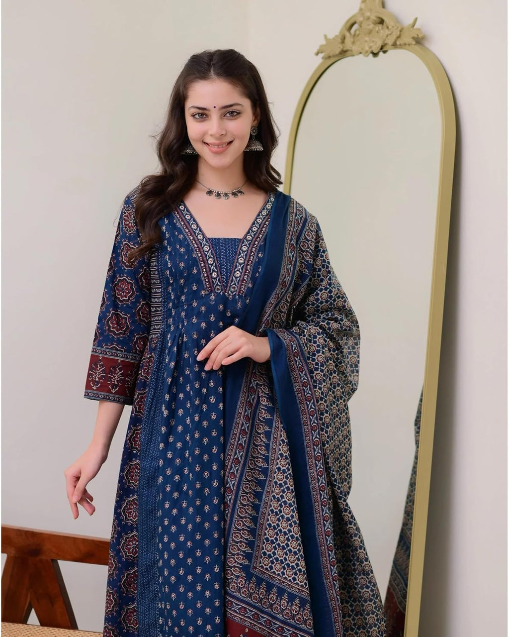 Printed Anarkali Kurta Pant Set